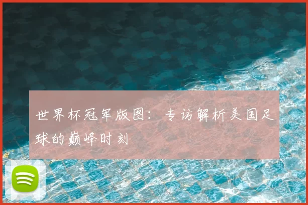 世界杯冠军版图：专访解析美国足球的巅峰时刻